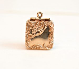 square double-sided gold locket
