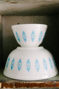 Pyrex Atomic Eyes Chip and Dip Bowls