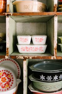 Vintage Pyrex refrigerator dishes, or "fridgies" in Gooseberry