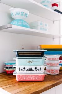 Collection of colorful Vintage Pyrex