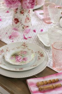 Antique Rose China Tablescape