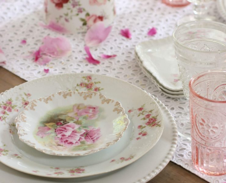 Antique Rose China Tablescape