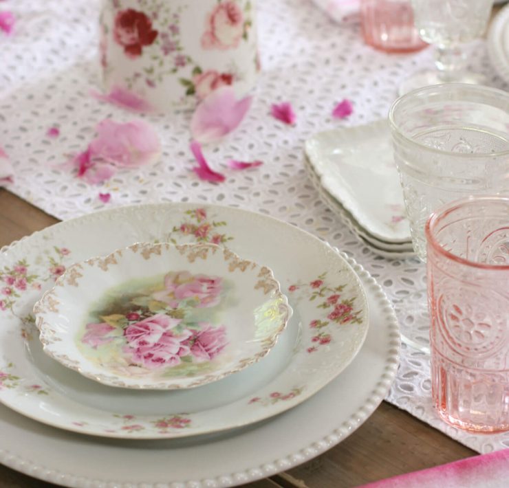Antique Rose China Tablescape