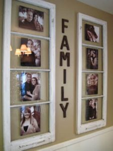 large windows with family pictures