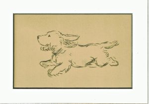 This simple pencil print is on sturdy light brown card-stock paper.