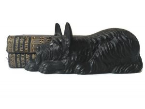 This black cast-iron doorstopper is ready to grace your front door.