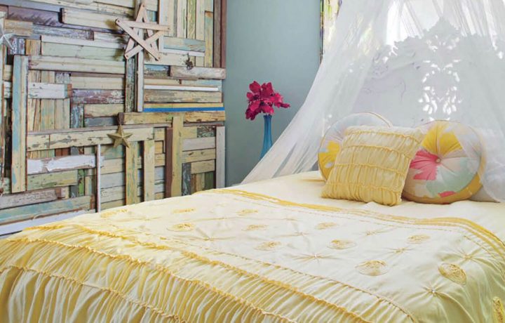Bedroom DIY paneled wood wall