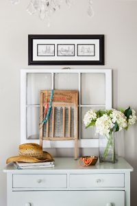 Upcycled window frames are perfect for DIY projects.