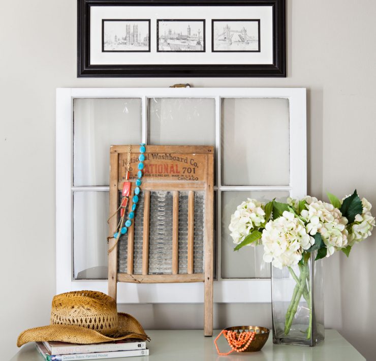 Upcycled window frames are perfect for DIY projects.