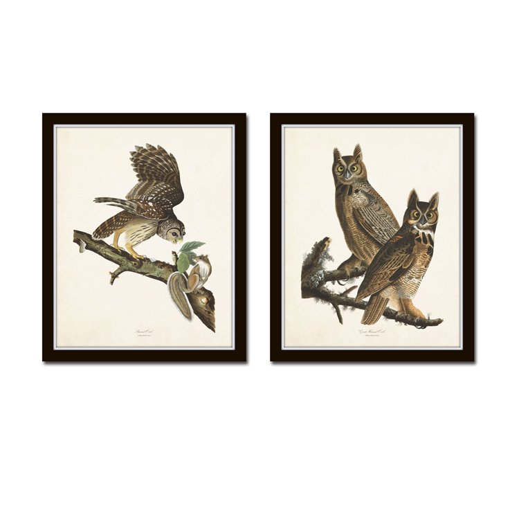 Cabin decor Owl illustration Dictionary print Owl nursery canvas Owl tartan scarf Lake house decor Woodland owl art Vintage book art