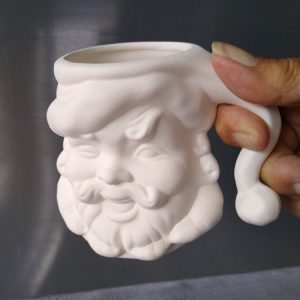 White Santa mug ready to be painted and glazed.