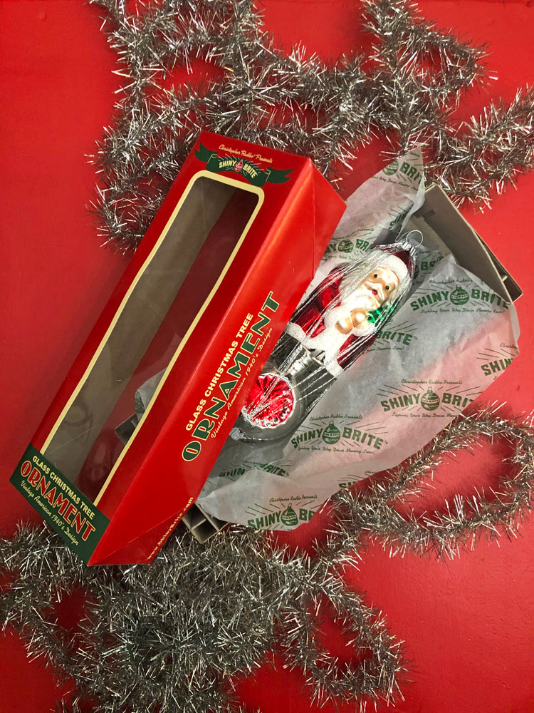 Christopher Radko Shiny Brite Holiday Splendor 7" Santa Reflector Christmas Ornament