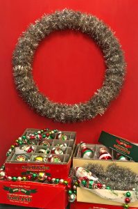 Supplies needed to create your own vintage wreath for Christmas