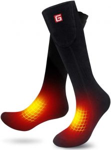 Long, black, electric heating socks, one of our 'gifts for him.'