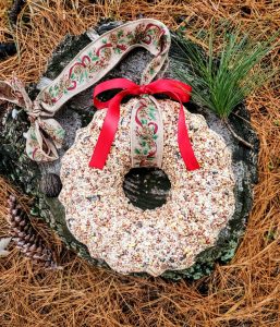 Large bird seed wreath for outside birds, perfect to hang off a tree.