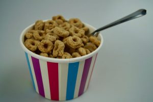 Cat cheerios made out of salmon and flour.