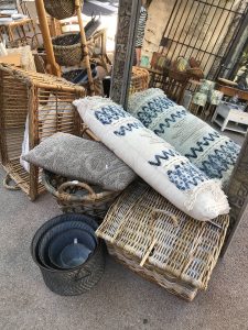 An array of antique pillows at a Provence market.