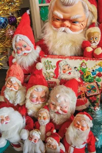 collection of vintage Santa figurines