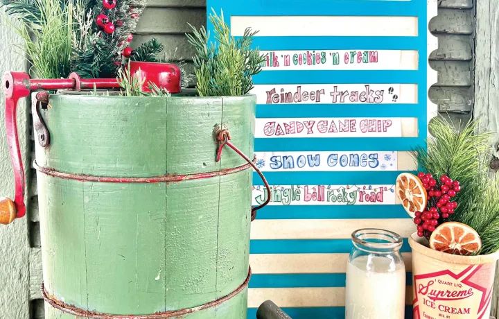 vintage holiday vignette with ice cream theme
