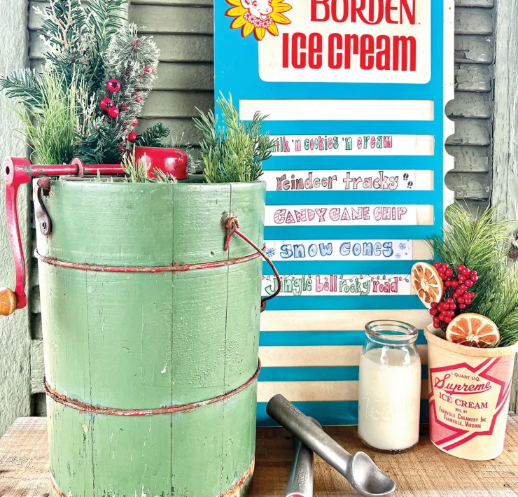 vintage holiday vignette with ice cream theme
