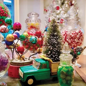vintage toy truck and candy vases in third annual Santa stopper gallery