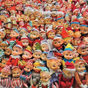 collection of vintage holiday elves