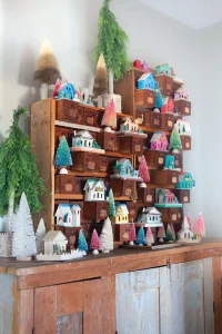 putz houses and retro bottlebrush trees