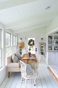 neutral kitchen with potted plants