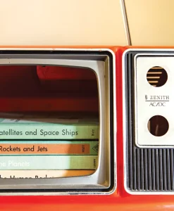 vintage TV set transformed into bookcase