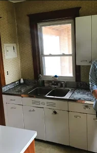 before photo of kitchen in 1915 bungalow