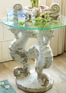 bayside cottage with seahorse table base
