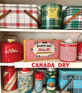 vintage lunch box tins and and thermoses