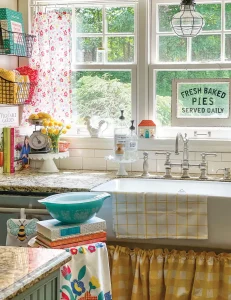 vintage pie sign on display in kitchen window