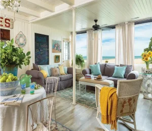 view to the bay from interior of cottage by the bay